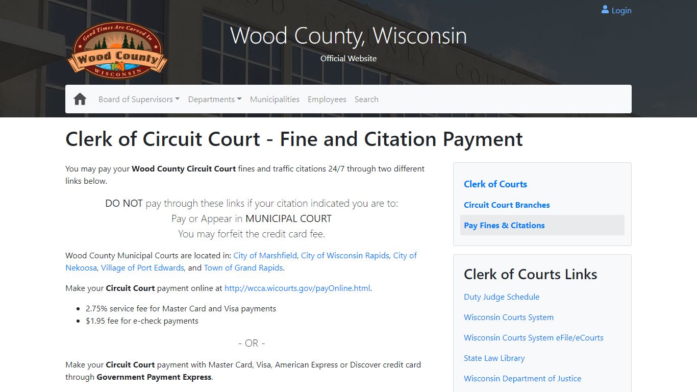 Fine and Citation Payment - Wood County Wisconsin